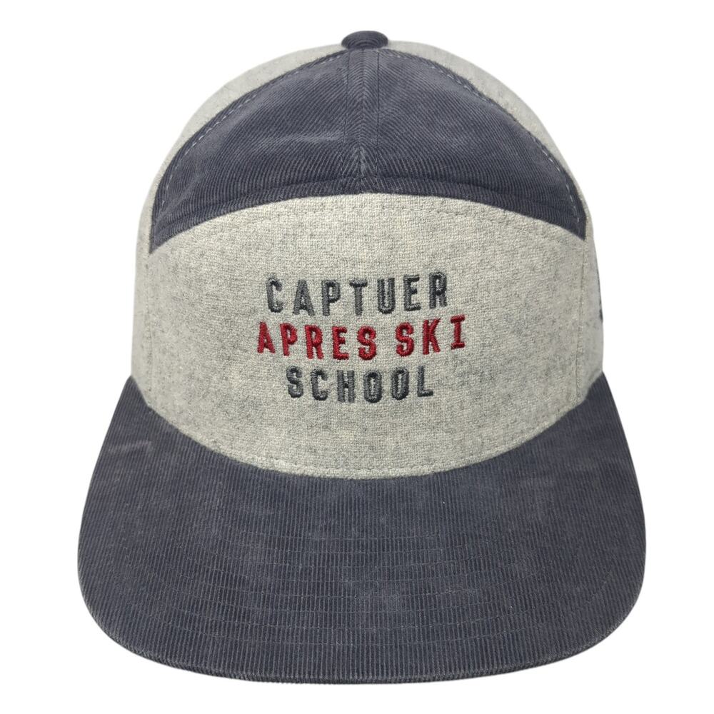 Captuer Apres Ski School 5 Panel Cap Gray One Size Adjustable Embroidered